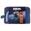 Gillette ProGlide Darčeková kazeta holiaci strojček Proglide 1 ks + náhradná hlavica Proglide 1 ks + gél na holenie Fusion Shave Gél Sensitive 200 ml + kozmetická taštička