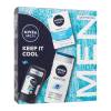 Nivea Men Keep It Cool Darčeková kazeta antiperspirant Invisible Black &amp; White Fresh 50 ml + balzam po holení Men Sensitive Cool 100 ml + sprchovací gél Men Sensitive 250 ml