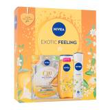 Nivea Exotic Feeling Darčeková kazeta antiperspirant Exotic Feeling 150 ml + sprchovací gél Exotic Feeling 250 ml + pleťová maska Q10 Anti-Wrinkle Energy 1 ks