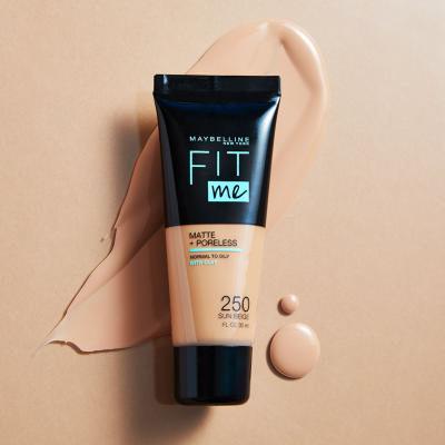 Maybelline Fit Me! Matte + Poreless Make-up pre ženy 30 ml Odtieň 250 Sun Beige