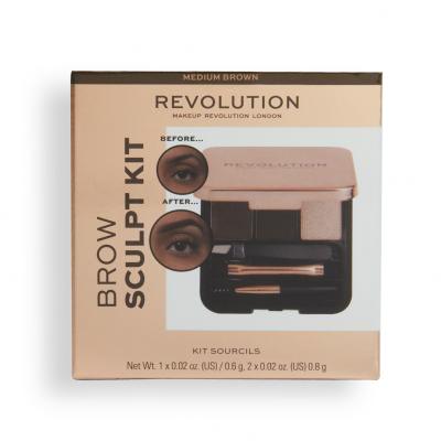 Makeup Revolution London Brow Sculpt Kit Set a paletka na obočie pre ženy 2,2 g Odtieň Brown