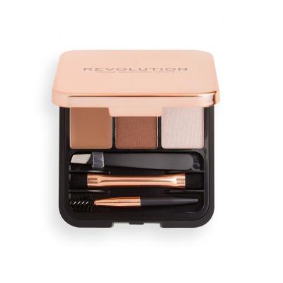 Makeup Revolution London Brow Sculpt Kit Set a paletka na obočie pre ženy 2,2 g Odtieň Brown