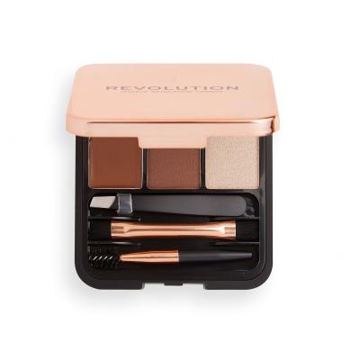 Makeup Revolution London Brow Sculpt Kit Set a paletka na obočie pre ženy 2,2 g Odtieň Medium Brown