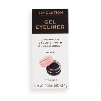 Makeup Revolution London Gel Eyeliner Pot With Brush Očná linka pre ženy 3 g Odtieň Black