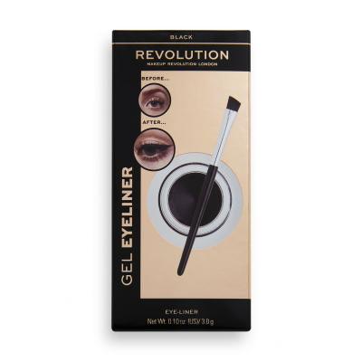 Makeup Revolution London Gel Eyeliner Pot With Brush Očná linka pre ženy 3 g Odtieň Black