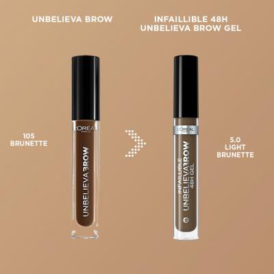 L&#039;Oréal Paris Infaillible Brows Unbelieva Brow 48H Gel Gél a pomáda na obočie pre ženy 3,4 ml Odtieň 5.0 Light Brunette