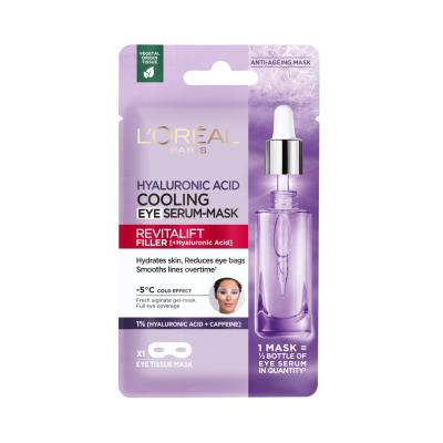 L'Oréal Paris Revitalift Filler HA Cooling Tissue Eye Serum-Mask Maska na oči pre ženy 11 g