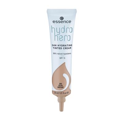 Essence Hydro Hero 24H Hydrating Tinted Cream SPF15 Make-up pre ženy 30 ml Odtieň 20 Sun Beige