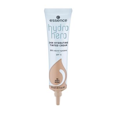 Essence Hydro Hero 24H Hydrating Tinted Cream SPF15 Make-up pre ženy 30 ml Odtieň 10 Soft Nude