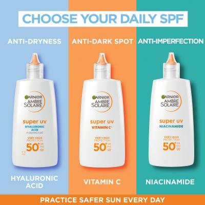 Garnier Ambre Solaire Super UV Hyaluronic Acid SPF50+ Opaľovací prípravok na tvár 40 ml