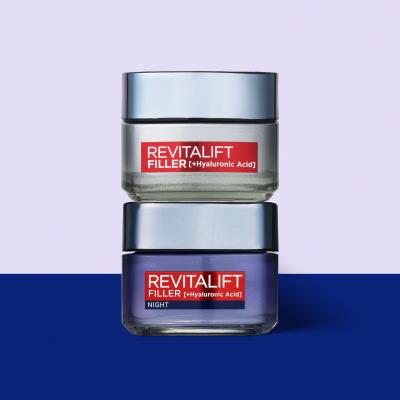 L&#039;Oréal Paris Revitalift Filler HA Duo Set Darčeková kazeta denný pleťový krém Revitalift Filler HA 50 ml + nočný pleťový krém Revitalift Filler HA 50 ml