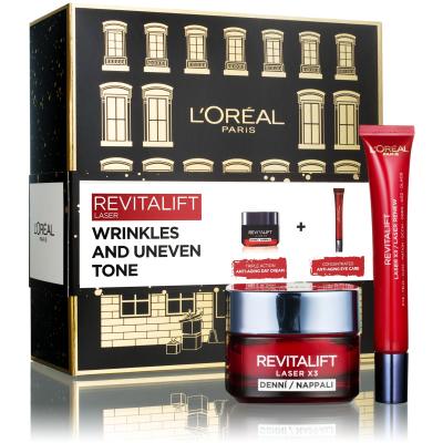 L&#039;Oréal Paris Revitalift Laser X3 Day Cream Darčeková kazeta denný pleťový krém Revitalift Laser X3 50 ml + očný krém Revitalift Laser X3 15 ml