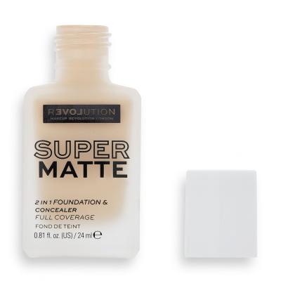 Revolution Relove Super Matte 2 in 1 Foundation &amp; Concealer Make-up pre ženy 24 ml Odtieň F2