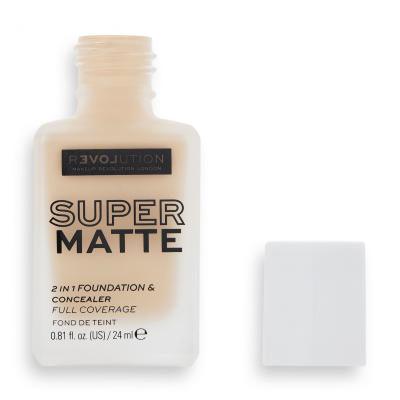 Revolution Relove Super Matte 2 in 1 Foundation &amp; Concealer Make-up pre ženy 24 ml Odtieň F6