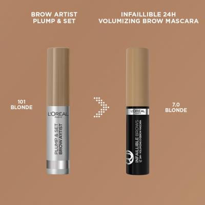 L&#039;Oréal Paris Infaillible Brows Volumizing Eyebrow Mascara Špirála na obočie pre ženy 4,4 ml Odtieň 7.0 Blonde