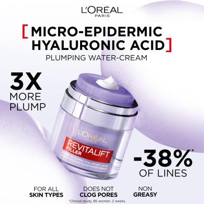 L&#039;Oréal Paris Revitalift Filler HA Plumping Water-Cream Denný pleťový krém pre ženy 50 ml