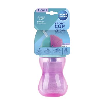 Canpol babies Active Cup Sport Cup With Flip-Top Straw Pink Šálka pre deti 370 ml