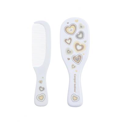 Canpol babies Newborn Baby Baby Brush With Comb Hearts Hrebeň na vlasy pre deti Set