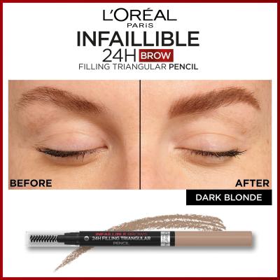 L&#039;Oréal Paris Infaillible Brows 24H Filling Triangular Pencil Ceruzka na obočie pre ženy 1 ml Odtieň 06 Dark Blonde