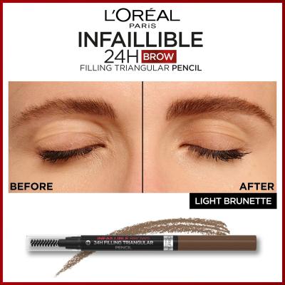 L&#039;Oréal Paris Infaillible Brows 24H Filling Triangular Pencil Ceruzka na obočie pre ženy 1 ml Odtieň 05 Brunette