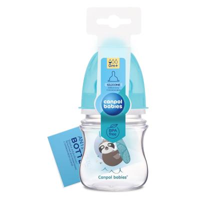 Canpol babies Exotic Animals Easy Start Anti-Colic Bottle Blue 0m+ Dojčenská fľaša pre deti 120 ml