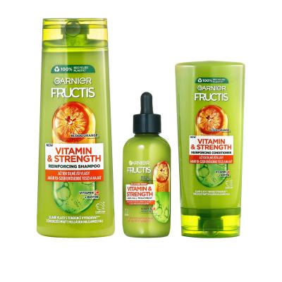 Garnier Fructis Vitamin &amp; Strength Darčeková kazeta šampón Fructis Vitamin &amp; Strength 400 ml + kondicionér Fructis Vitamin &amp; Strength 200 ml + sérum na vlasy Fructis Vitamin &amp; Strength 125 ml