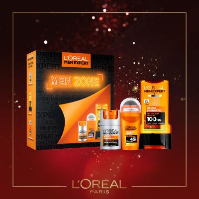 L&#039;Oréal Paris Men Expert Hydra Energetic Darčeková kazeta hydratačný krém Men Expert Hydra Energetic Daily Moisturizer 50 ml + sprchovací gél Men Expert Hydra Energetic 300 ml + antiperspirant Men Expert Thermic Resist Antiperspirant 45° 50 ml