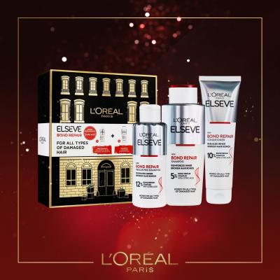 L&#039;Oréal Paris Elseve Bond Repair Darčeková kazeta šampón Elseve Bond Repair Shampoo 200 ml + pred-šampónová starostlivosť Elseve Bond Repair Pre-Shampoo 200 ml + kondicionér Elseve Bond Repair Balm 150 ml