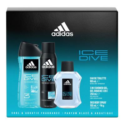 Adidas Ice Dive Darčeková kazeta toaletná voda 100 ml + dezodorant 150 ml + sprchovací gél 250 ml