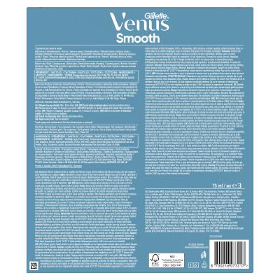 Gillette Venus Darčeková kazeta holiaci strojček Venus Smooth 1 ks + náhradná hlavica 1 ks + gél na holenie Satin Care Sensitive Aloe Vera 75 ml