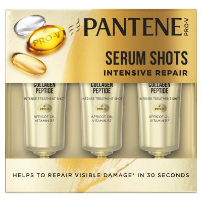 Pantene PRO-V Your Golden Me Time Kit Darčeková kazeta šampón Intensive Repair 250 ml + kondicionér Intensive Repair 200 ml + olej na vlasy Keratín Protect Oil 100 ml + intenzívna starostlivosť na vlasy Serum Shots Intensive Repair 3x15 ml + kozmetická taštička