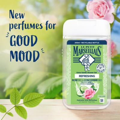 Le Petit Marseillais Extra Gentle Shower Gel Bio Rose &amp; Bio Cucumber Sprchovací gél 250 ml