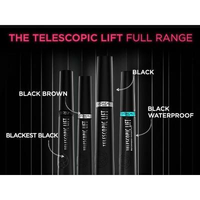 L&#039;Oréal Paris Telescopic Lift Waterproof Špirála pre ženy 8 ml Odtieň Black