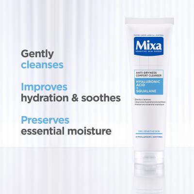 Mixa Hyaluronic Acid + Squalane Anti-Dryness Comfort Cleanser Čistiaci gél pre ženy 150 ml