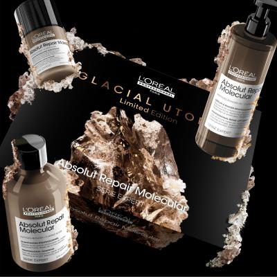 L&#039;Oréal Professionnel Absolut Repair Molecular Glacial Utopia Limited Edition Darčeková kazeta šampón Absolut Repair Molecular 300 ml + vlasové sérum Absolut Repair Molecular 250 ml + maska na vlasy Absolut Repair Molecular Professional Leave-In Mask 50 ml