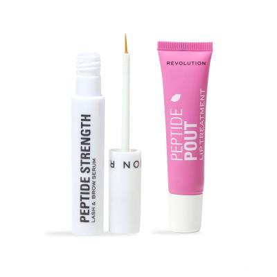 Makeup Revolution London Peptide Power Lash &amp; Lip Duo Darčeková kazeta sérum na riasy a obočie Peptide Strength Lash &amp; Brow Serum 3 ml + balzam na pery Peptide Pout Lip Treatment 15 ml