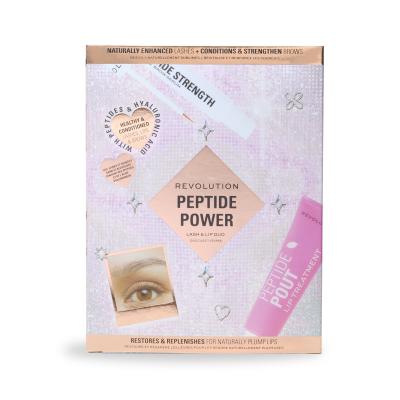 Makeup Revolution London Peptide Power Lash &amp; Lip Duo Darčeková kazeta sérum na riasy a obočie Peptide Strength Lash &amp; Brow Serum 3 ml + balzam na pery Peptide Pout Lip Treatment 15 ml