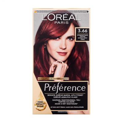 L&#039;Oréal Paris Préférence Farba na vlasy pre ženy 60 ml Odtieň 3.66/P37 poškodená krabička