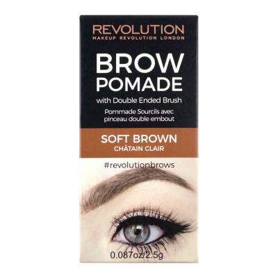 Makeup Revolution London Brow Pomade With Double Ended Brush Gél a pomáda na obočie pre ženy 2,5 g Odtieň Soft Brown