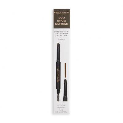 Makeup Revolution London Duo Brow Definer Ceruzka na obočie pre ženy 0,15 g Odtieň Brown