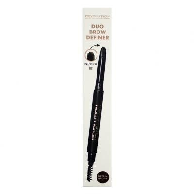 Makeup Revolution London Duo Brow Definer Ceruzka na obočie pre ženy 0,15 g Odtieň Medium Brown