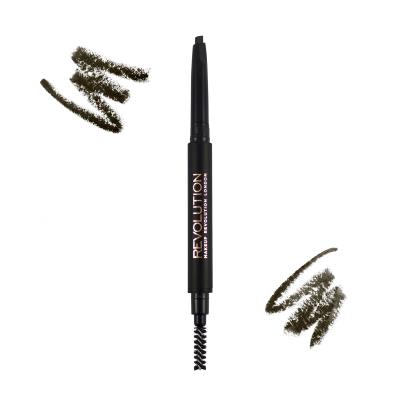 Makeup Revolution London Duo Brow Definer Ceruzka na obočie pre ženy 0,15 g Odtieň Dark Brown