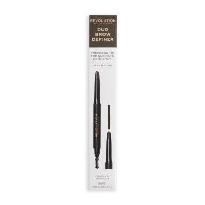 Makeup Revolution London Duo Brow Definer Ceruzka na obočie pre ženy 0,15 g Odtieň Dark Brown