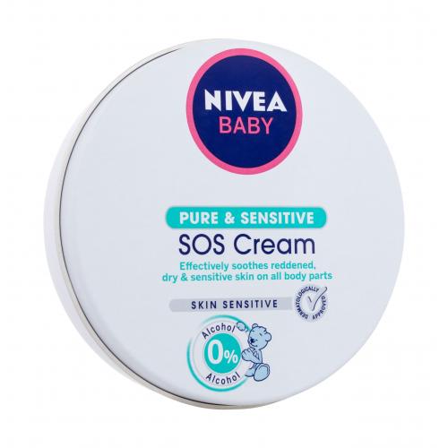 Nivea Baby SOS Cream Pure & Sensitive 150 ml denný pleťový krém pre deti na veľmi suchú pleť; proti začervenanej pleti; na citlivú a podráždenú pleť