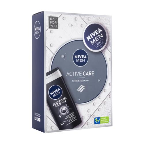 Nivea Men Active Care darčeková kazeta sprchovací gél Men Active Clean 250 ml + univerzálny krém Men Creme 75 ml pre mužov