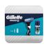 Gillette Mach3 Darčeková kazeta holiaci strojček 1 ks + gél na holenie Soothing With Aloe Vera Sensitive 75 ml + plechová krabička