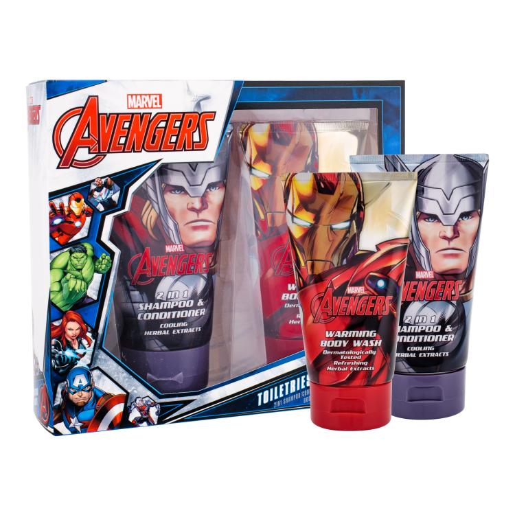 Marvel Avengers Darčeková kazeta šampón &amp; sprchovací gél 2v1 150 ml + sprchovací gél 150 ml poškodená krabička