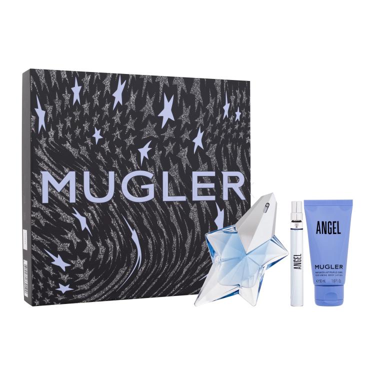 Mugler Angel Darčeková kazeta parfumovaná voda 50 ml + parfumovaná voda 10 ml + telové mlieko 50 ml Naplniteľný