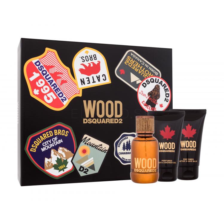 Dsquared2 Wood Darčeková kazeta toaletná voda 50 ml + balzam po holení 50 ml + sprchovací gél 50 ml