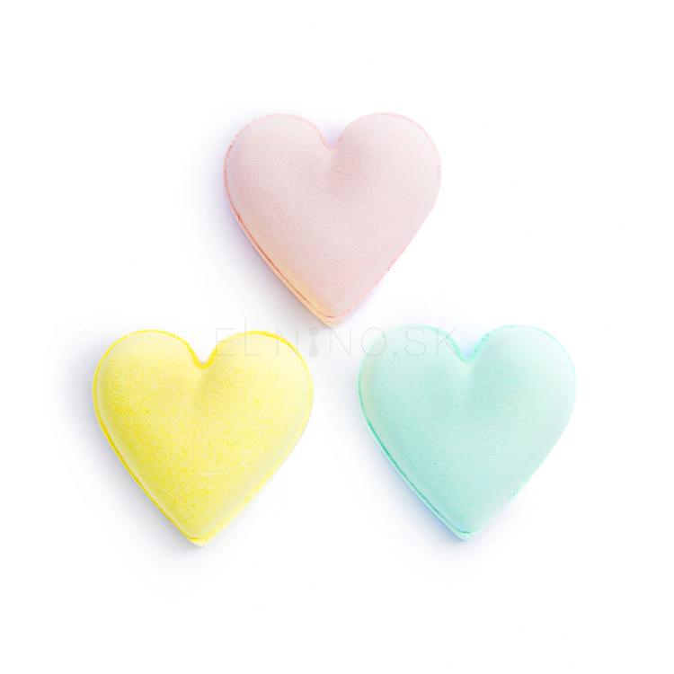 I Heart Revolution Heart Pastel Bath Fizzer Kit Darčeková kazeta kúpeľová bomba v tvare srdca 40 g + kúpeľová bomba v tvare srdca 40 g Passion Fruit + kúpeľová bomba v tvare srdca 40 g Lemon